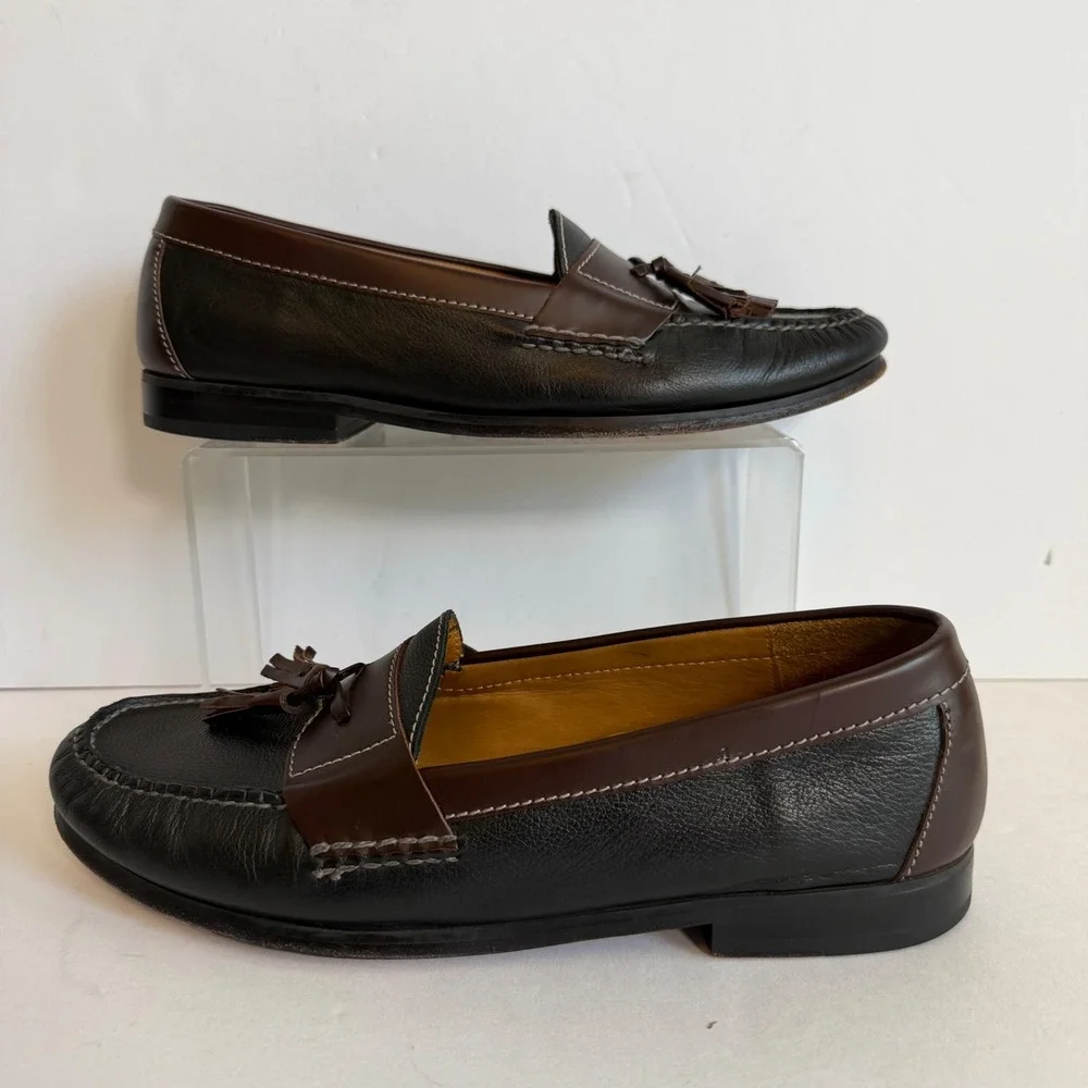Cole Haan Tassel Loafers 10.5 Black Brown Leather‎ Dress Shoes Preppy Office